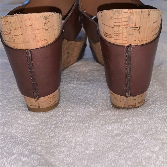 EUC Lucky Brand brown leather/cork 7.5 wedges - Picture 3 of 8